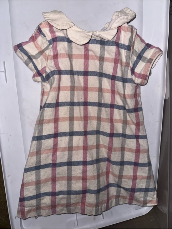 bella bliss Other - bella bliss Cream Plaid Peter Pan Collar Dress with Pink & Blue Stripes